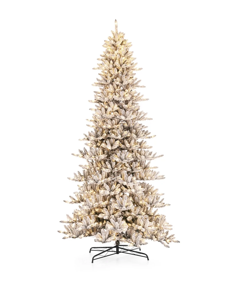 Glitzhome 11ft Pre-Lit Flocked Full-size Fir Artificial Christmas Tree