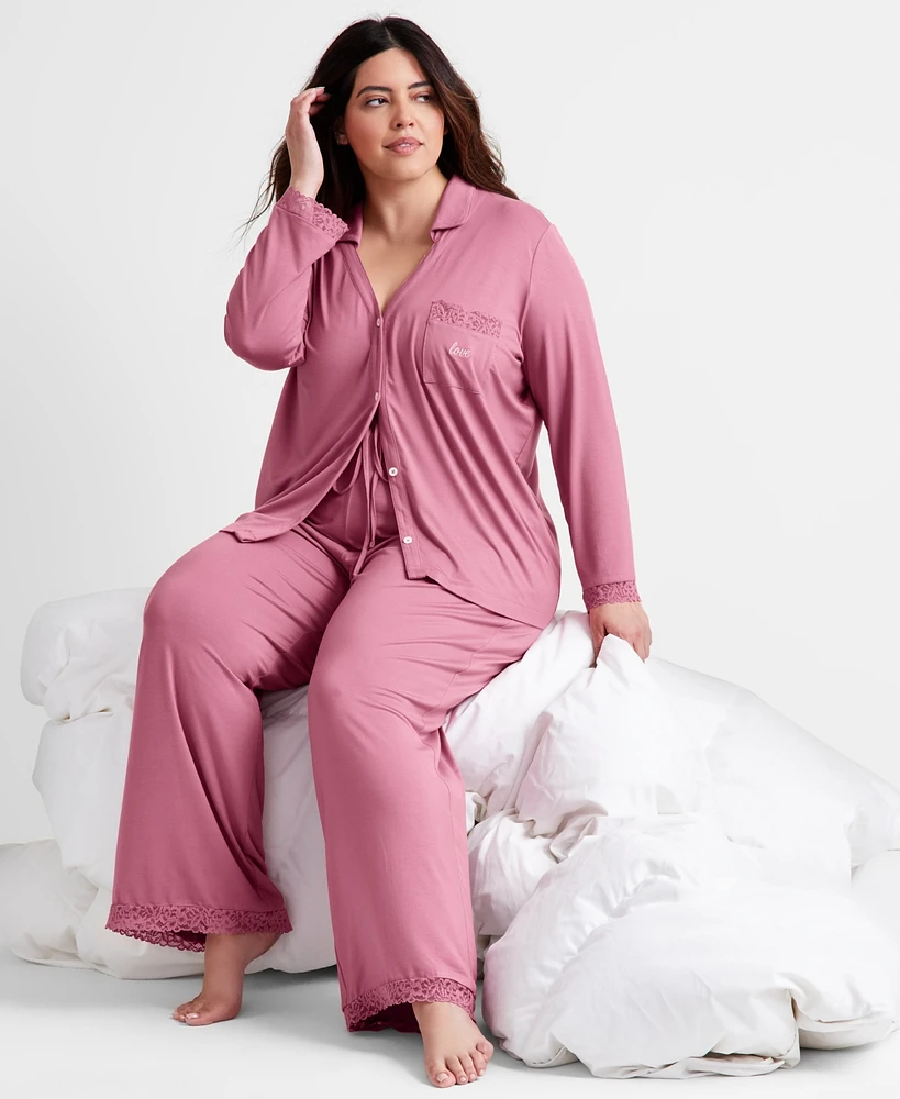 State of Day Women's Collared Knit Pajama Set, Xs-3X, Created for Macy's