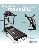 Ksports 16.5 In Wide Foldable Home Treadmill w/ Bluetooth & Fitness Tracking App