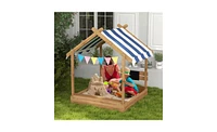 Slickblue Wooden Sandbox for Kids Aged 3-7 Years – Safe, Durable Design with Spacious Play Area for Creative Fun