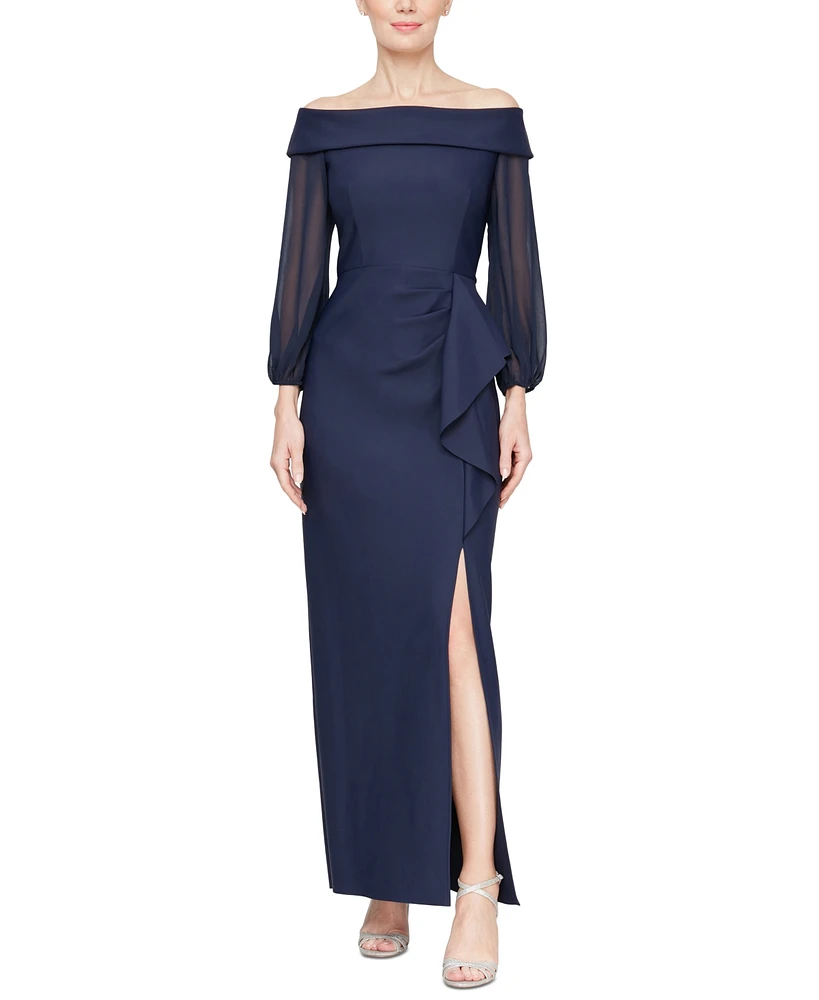 Alex Evenings Women's Ruffled Off-The-Shoulder Gown