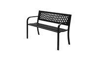 Slickblue 47-Inch Black Iron Bench with Pvc Mesh Backrest – Sturdy and Stylish Seating for Outdoor Spaces and Gardens