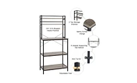 Slickblue 5-Tier Kitchen Bakers Rack with 10 S-Shaped Hooks – Rustic Gray