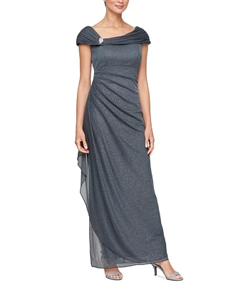 Alex Evenings Women's Glittered Ruched Gown