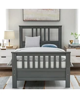 Slickblue Twin Wood Platform Bed with Headboard and Footboard – Sturdy and Elegant Design for a Comfortable and Stylish Bedroom Setup