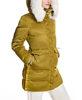 Julia & Stella by Maximilian Women's Puffer Coat with Shearling Trim
