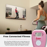 Sunny Health & Fitness Pink Row-n-Ride Plus, Squat Assist Rower, 330LBs Capacity and Free Access to SunnyFit App