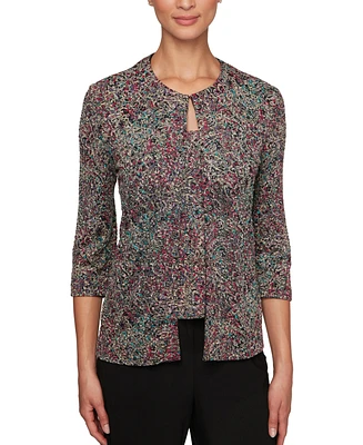 Alex Evenings Petite 3/4-Sleeve Jacquard Jacket & Tank Top Set