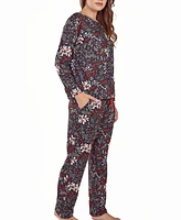 iCollection Women's Ultra Soft Floral Print Top and Pant Pajama Set