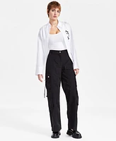 Hugo Women's Solid Wide-Leg Patch-Pocket Cargo Pants