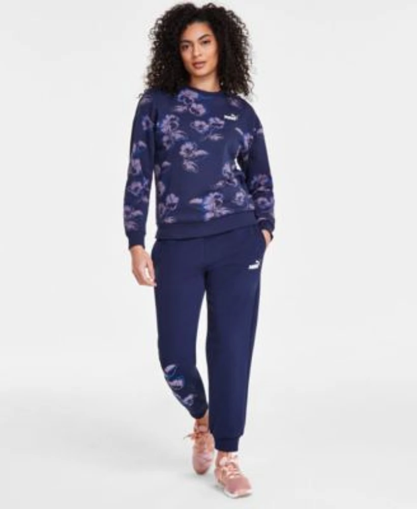 Puma Womens Essentials Floral Vibes Crewneck Sweatshirt Sweatpants