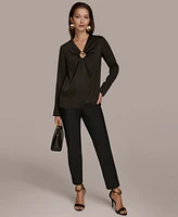 Donna Karan New York Women's Hardware Detail Long-Sleeve Blouse