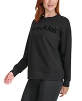 Calvin Klein Women's Logo Graphic Dropped-Shoulder Sweatshirt