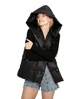 Belle & Bloom Women's Over My Head Hooded Puffer Vest - Black