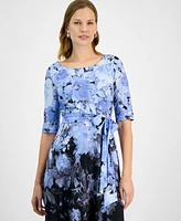 Kasper Women's Ombre Floral Fit & Flare Dress, Regular Petite Sizes