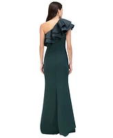 Eliza J Women's Asymmetrical Ruffled-Neck Evening Gown