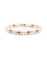 Bowood Lane Freshwater Pearl and Non-Tarnishing 6mm Gold-Filled Ball Stretch Bracelet