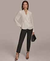 Donna Karan New York Women's Faux-Wrap Peplum Top