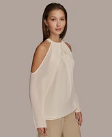 Donna Karan New York Women's Cold-Shoulder Long Sleeve Top