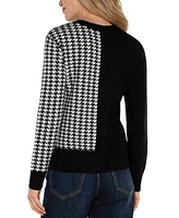 Liverpool Los Angeles Women's Colorblocked Houndstooth Sweater