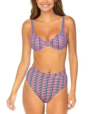 Raisins Juniors Printed Bikini Top High Waisted Bottoms