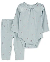 Carter's Baby Girls Mouse-Print Bodysuit & Pants, 2 Piece Set