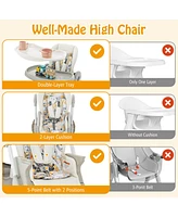 Costway High Chair for Babies & Toddlers with Rolling Wheels Adjustable Height Footrest