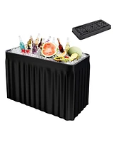 Costway 4 Foot Party Ice Cooler Folding Table Plastic with Matching Skirt