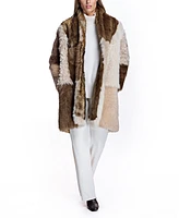 Julia & Stella by Maximilian Women's Patchwork Shearling Coat
