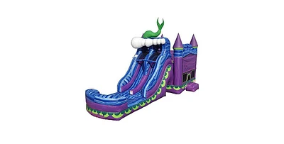 JumpOrange Commercial Grade Inflatable Mermaid Titan Dual Lane Bounce House with Slide Combo and Blower, Party Combo Moonwalk, 100% Pvc Vinyl