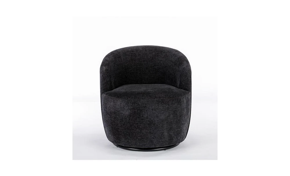 Slickblue Swivel Barrel Armchair with Black Powder-Coated Metal Ring for Stylish and Comfortable Seating