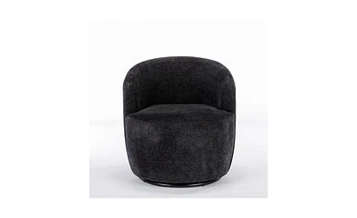 Slickblue Swivel Barrel Armchair with Black Powder-Coated Metal Ring for Stylish and Comfortable Seating