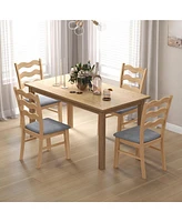 Gymax Dining Chair Set of 4 w/ Padded Seat Hollowed Wave Backrest Rubber Wood Frame
