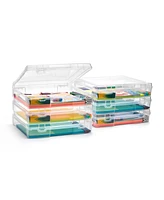 Sorbus Set of 6 Clear Stackable Portable Project Case Fits 10"x12" - Snap-Tight Closure, Ideal for Board Games, Crafts, and Office Supplies