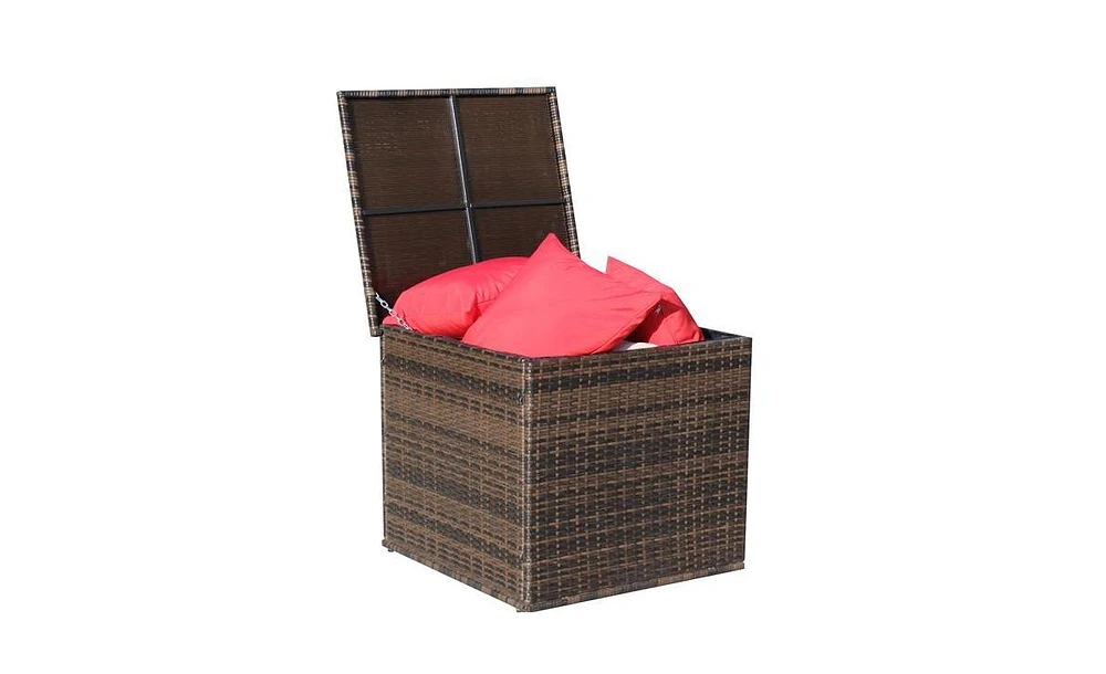 Slickblue Wicker Patio Furniture Storage Box - Brown