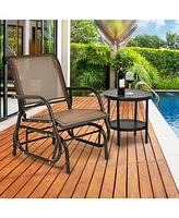 Sugift Outdoor Single Swing Glider Rocking Chair with Armrest