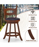 Sugift 2 Pieces 24 inch Swivel Bar Stools with Curved Backrest and Seat Cushions