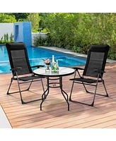 Sugift 2 Pieces Portable Patio Folding Dining Chairs with Headrests Adjust