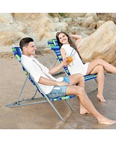 Sugift Portable Beach Chair Set of 2 with Headrest