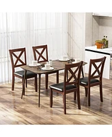 Sugift Set of 2 Wooden Kitchen Dining Chair with Padded Seat and Rubber Wood Legs