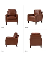 Hulala Home Kunz Transitional Genuine Leather Armchair with Removable Back Cushion