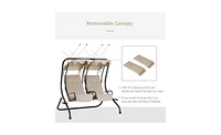 Slickblue Beige Swing Chair – Comfortable Hanging Chair for Indoor and Outdoor Relaxation, Stylish Lounge Seat