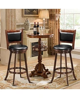 Sugift 29 Inch Wooden Upholstered Swivel Counter Height Stool Dining Chair