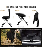 Skonyon Swivel Folding Chair with Backrest and Padded Cushion