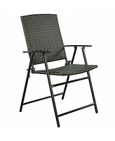 Sugift Set of 4 Rattan Folding Chairs