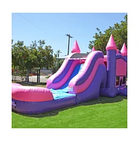 JumpOrange Commercial Grade Inflatable Princess Bricks Titan Bounce House with Slide Combo and Blower, Party Combo Moonwalk, 100% Pvc Vinyl