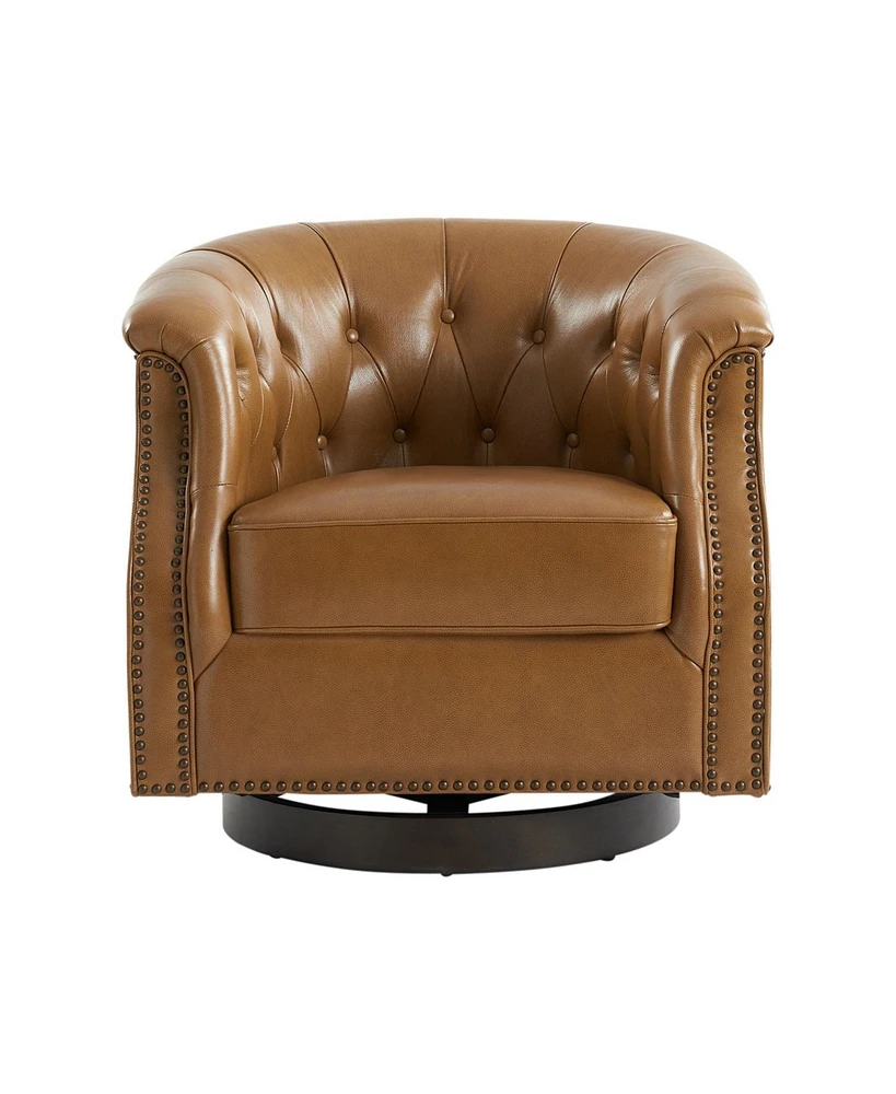 Hulala Home Ralph Traditional Chesterfield Rocker and Swivel Genuine Leather Chair