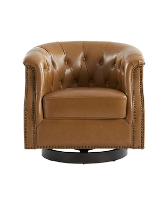 Hulala Home Ralph Traditional Chesterfield Rocker and Swivel Genuine Leather Chair