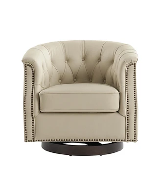Hulala Home Ralph Traditional Chesterfield Rocker and Swivel Genuine Leather Chair