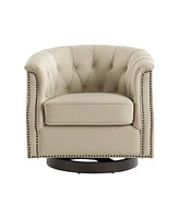Hulala Home Ralph Traditional Chesterfield Rocker and Swivel Genuine Leather Chair